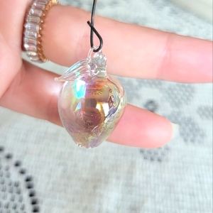 ❤️🩷❤️Vintage glass iridescent clear apple ornament
